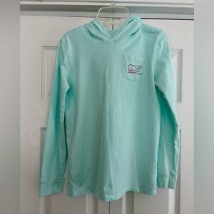 Vineyard Vines Girls Lightweight Hoodie Shirt In Mint Green. Size L.